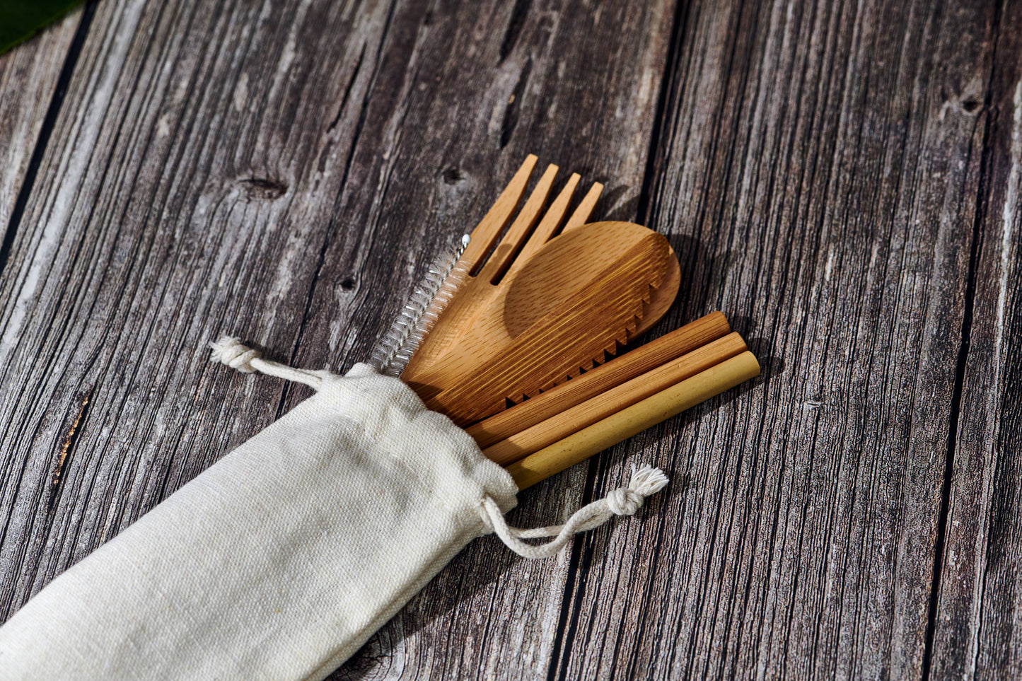Bamboo Cutlery Set in Cotton Bag (Plastic Free)