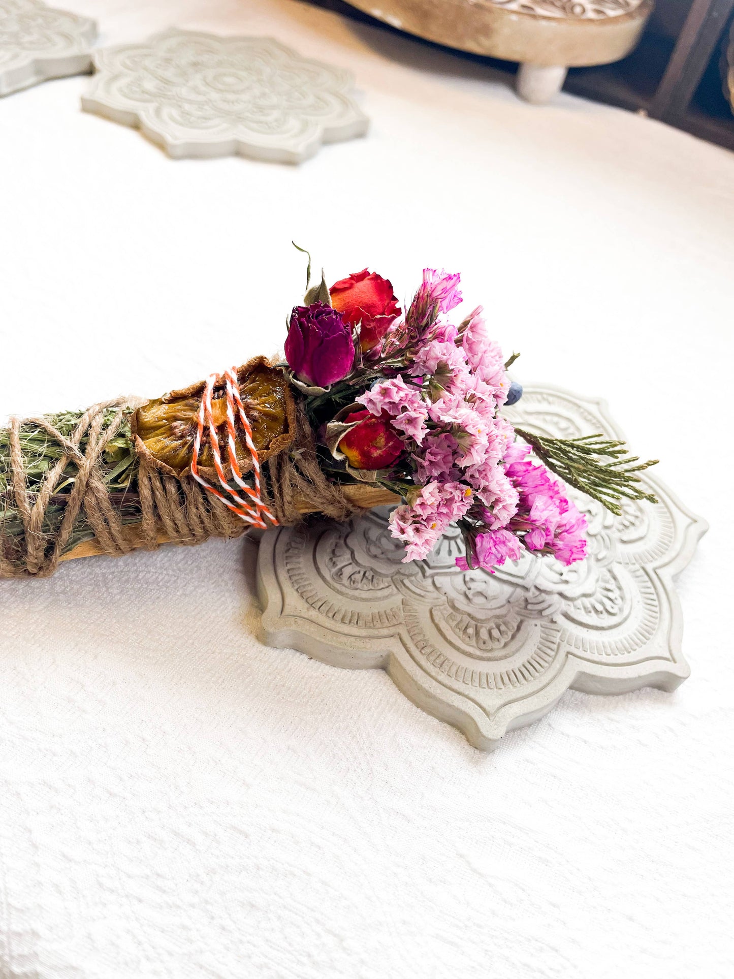 Mandala Cement Smudging Tray