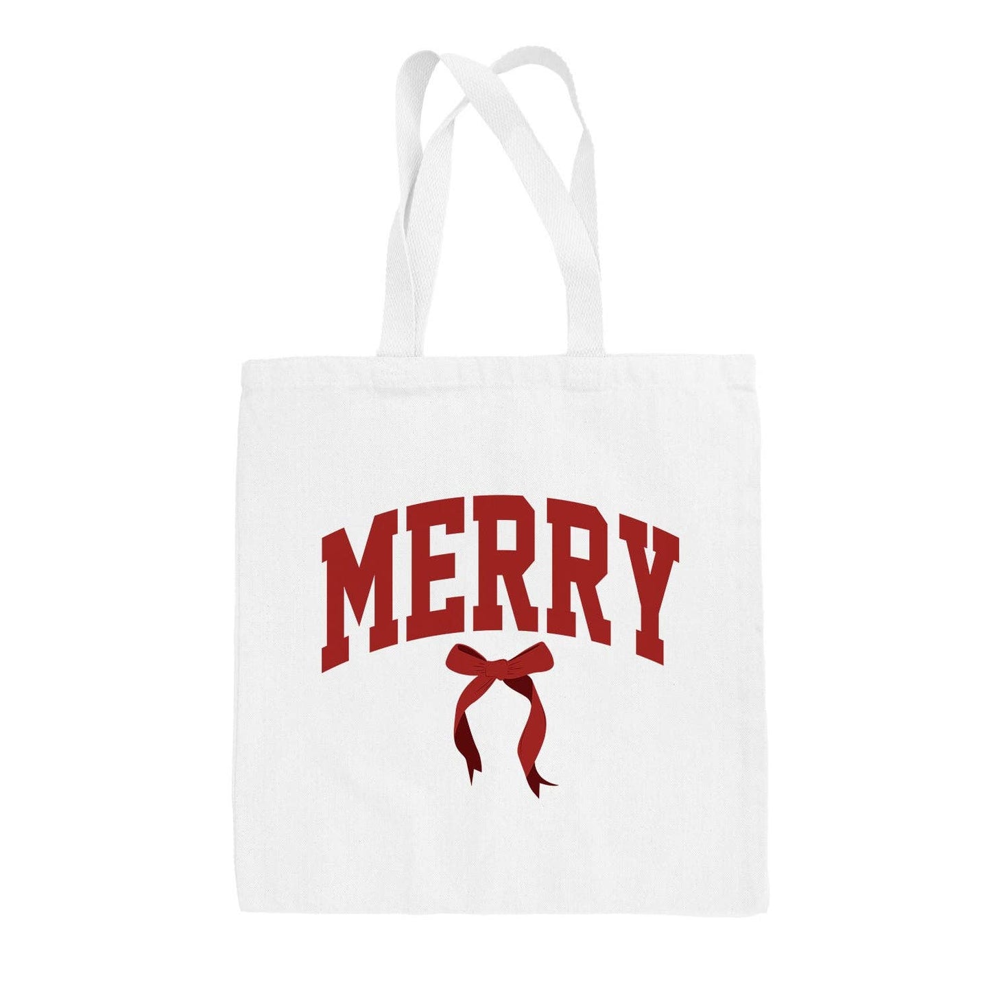 Merry Arch + Bow Tote Bag: White