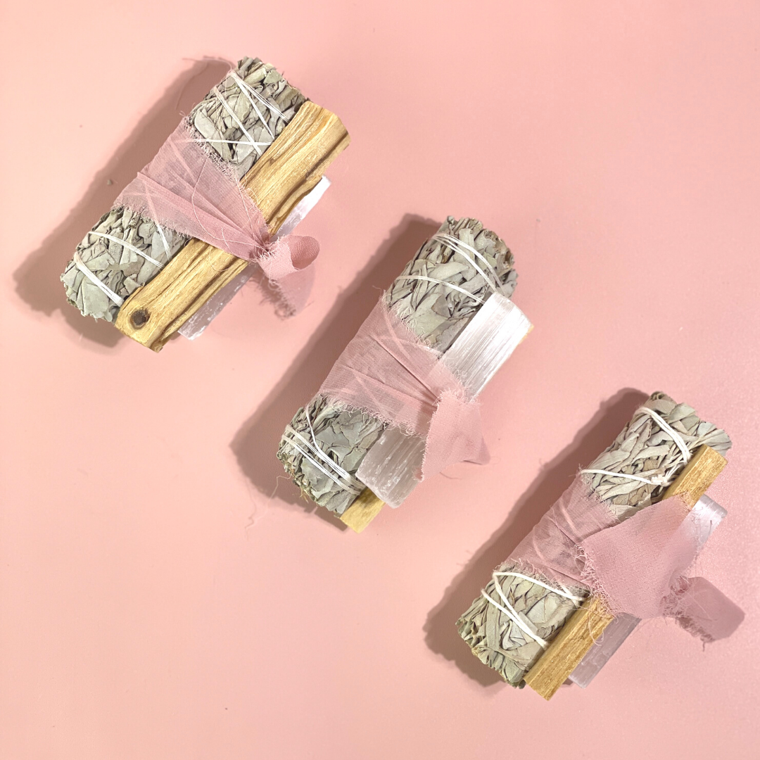 Trio Protection Bundle with Sage, Selenite + Palo Santo