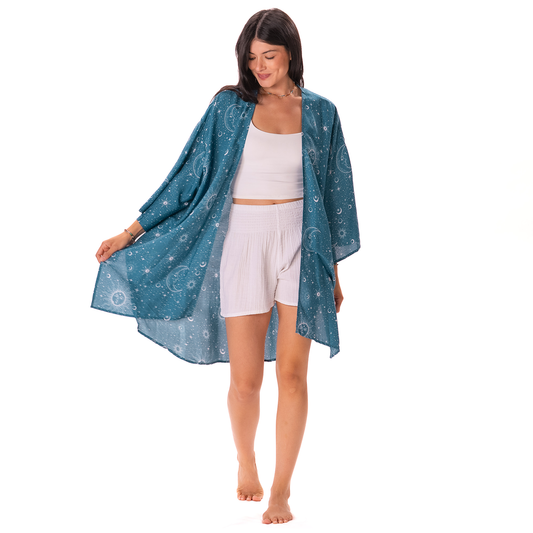 Cosmic Sky Aloha Cover Up in Turquoise
