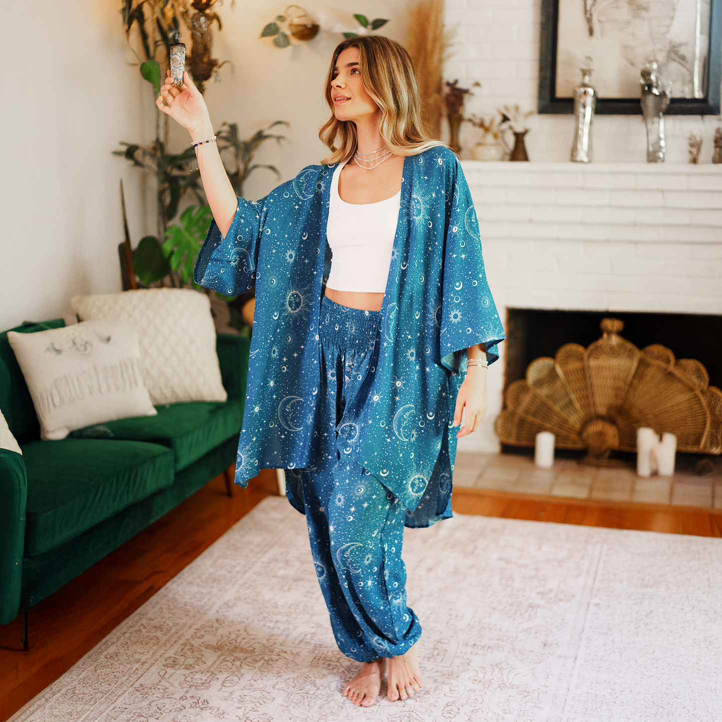 Cosmic Sky Aloha Cover Up in Turquoise