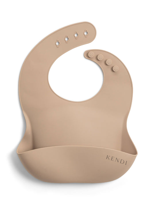 Baby Silicone Bucket Bib - Warm Taupe