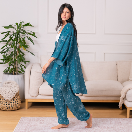 Cosmic Sky Aloha Cover Up in Turquoise