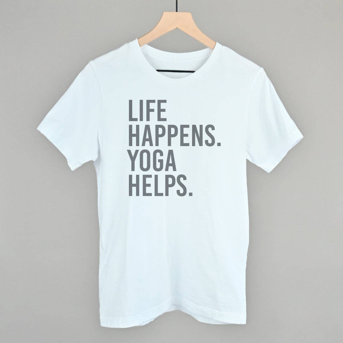 Life Happens Yoga Helps: White / S / Boxy Tee