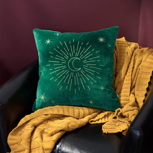 Moon And Stars Velvet Celestial Pillow
