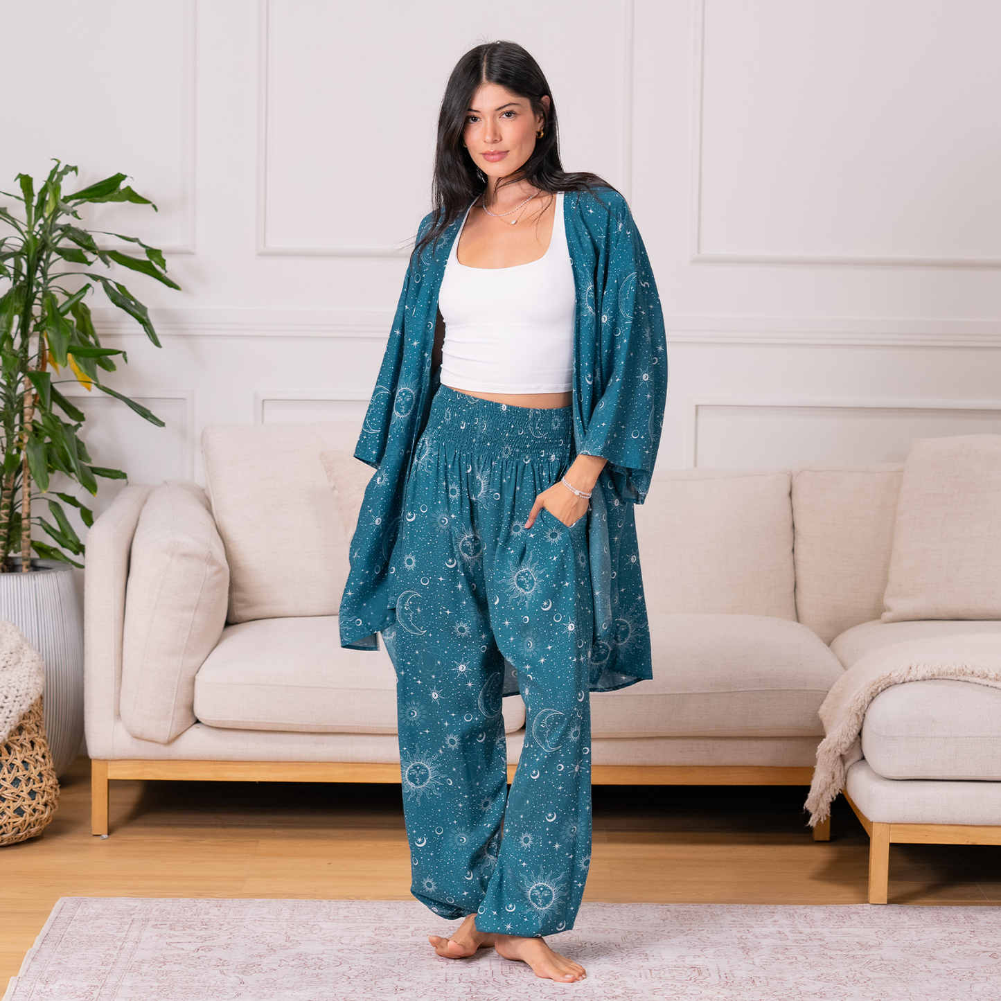 Cosmic Sky Aloha Cover Up in Turquoise