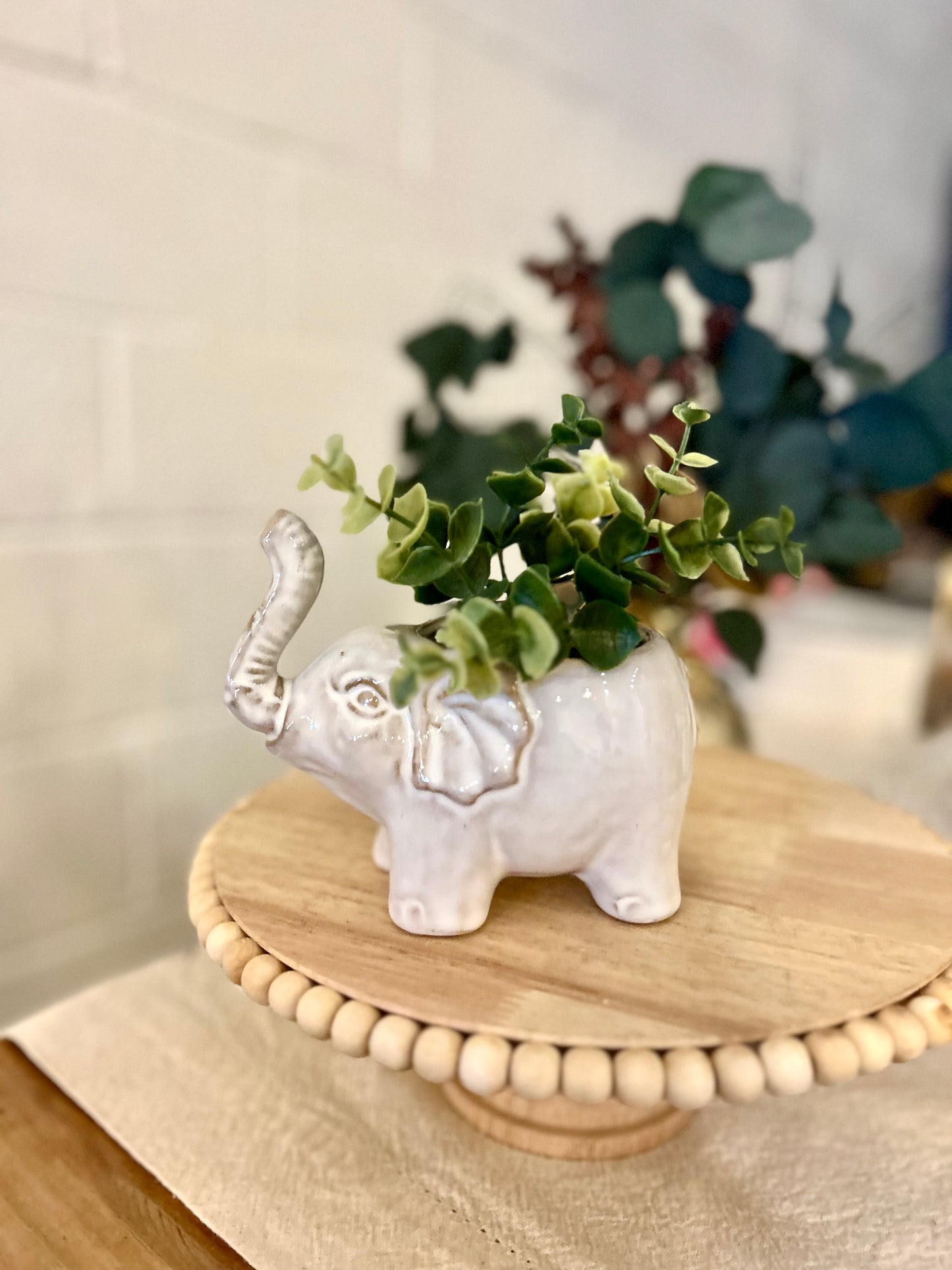 White Elephant Ceramic Pot