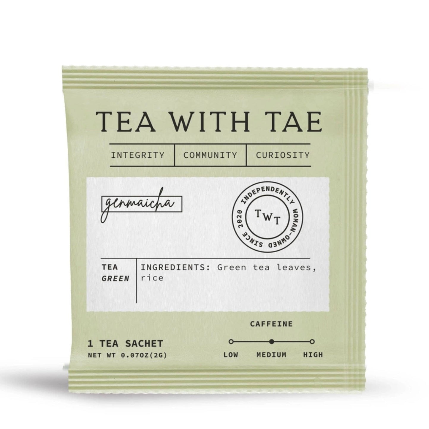 Genmaicha Japanese Green Tea - Individually Wrapped Tea Bag