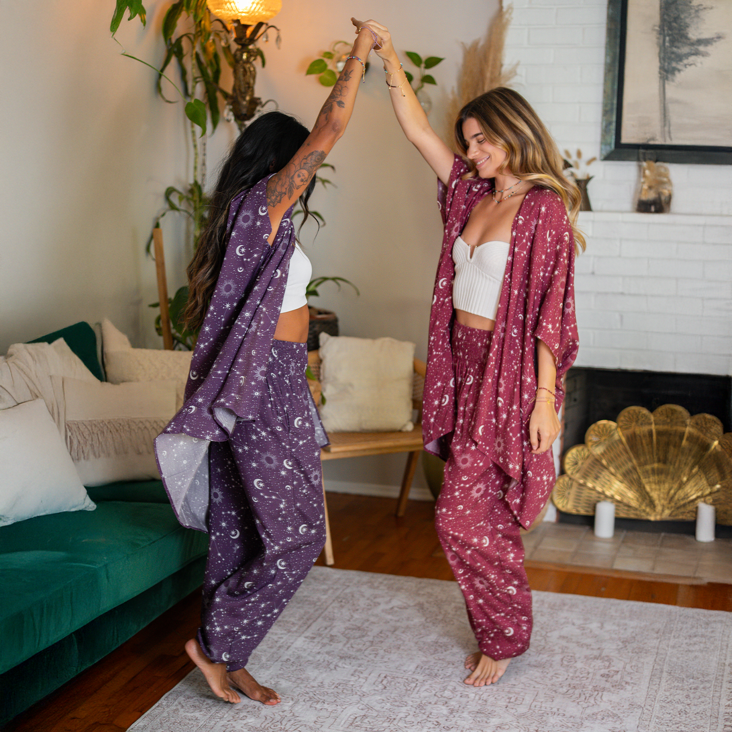Burgundy Starry Night Kimono