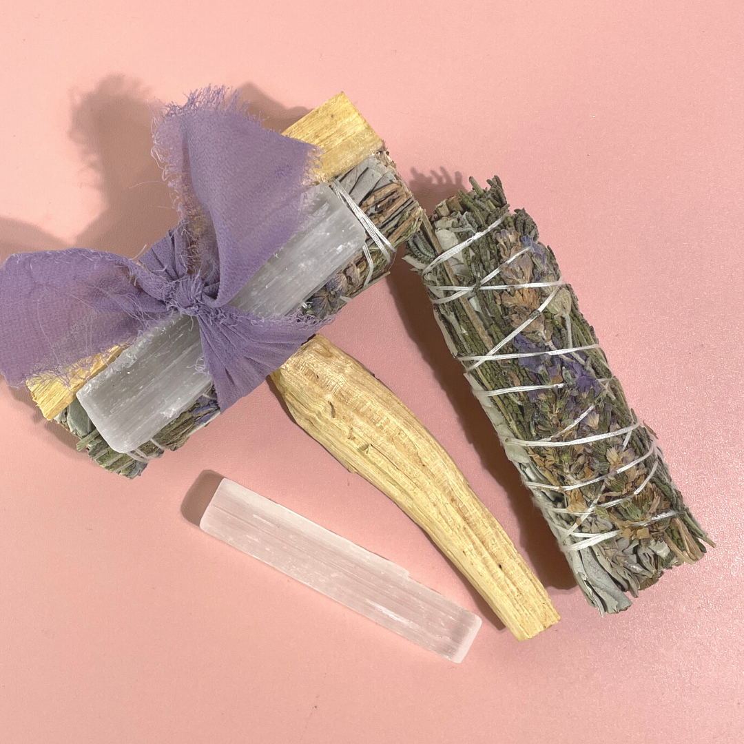 Trio Protection Bundle with Sage, Selenite + Palo Santo