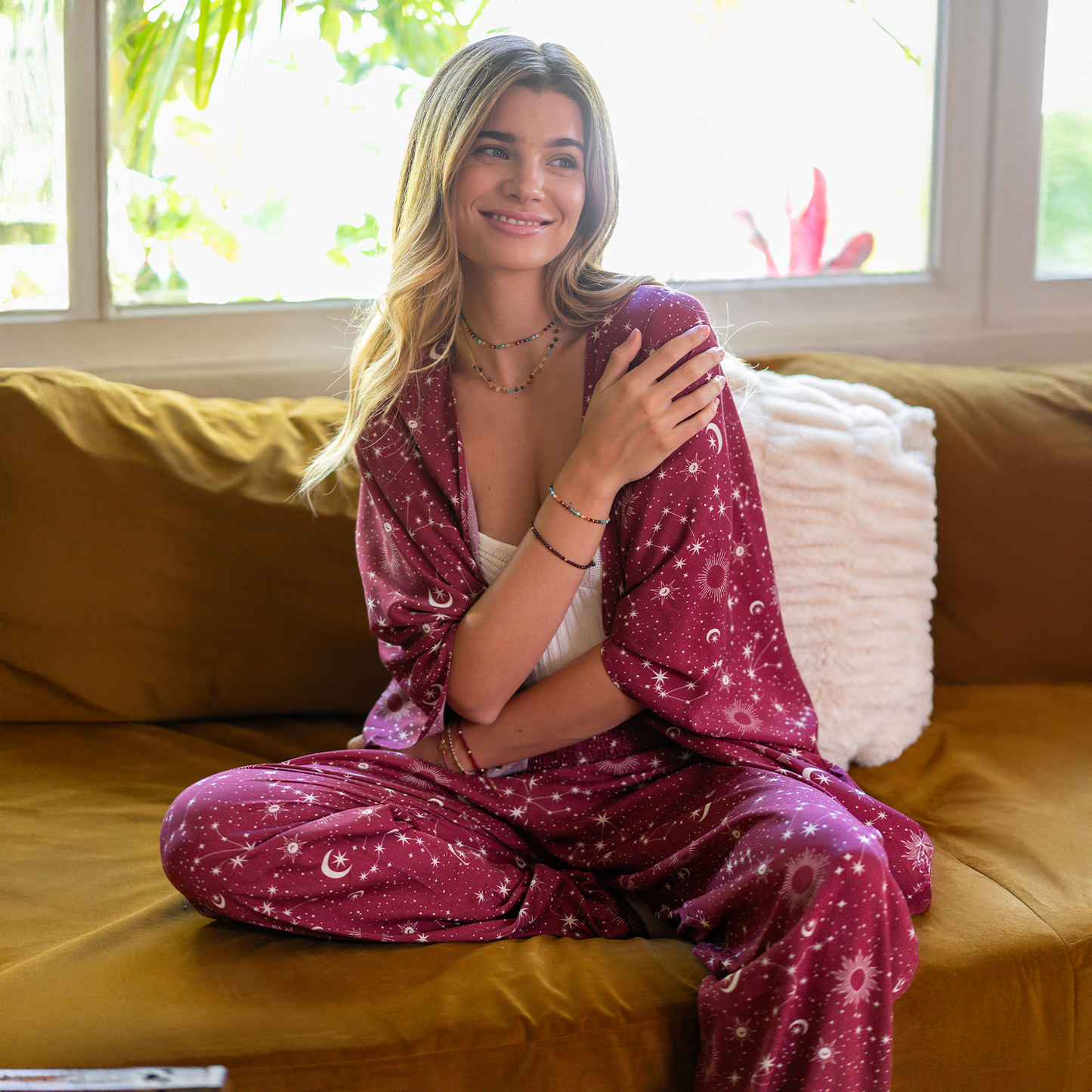 Burgundy Starry Night Kimono