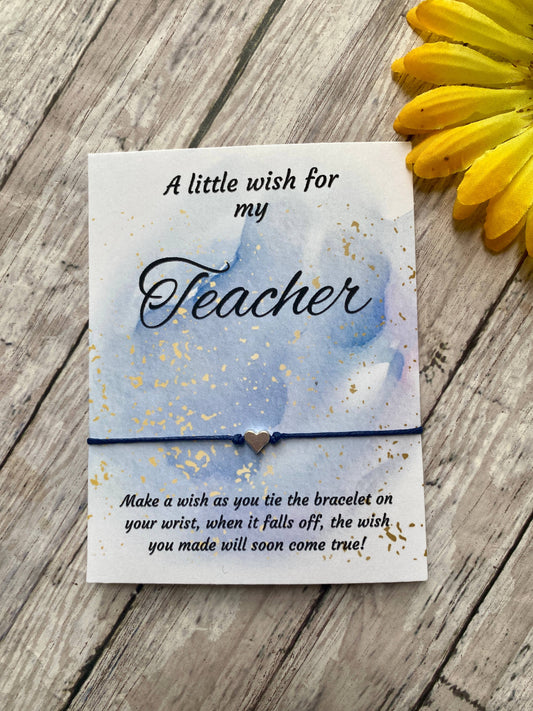 Teacher Gift Wish Bracelet: Navy
