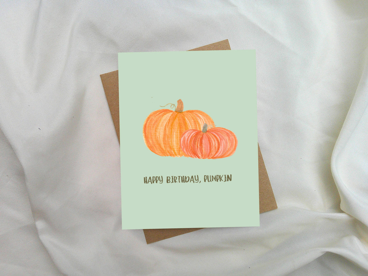 Happy Birthday Pumpkin Hand Painted Card