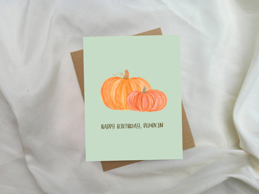 Happy Birthday Pumpkin Hand Painted Card