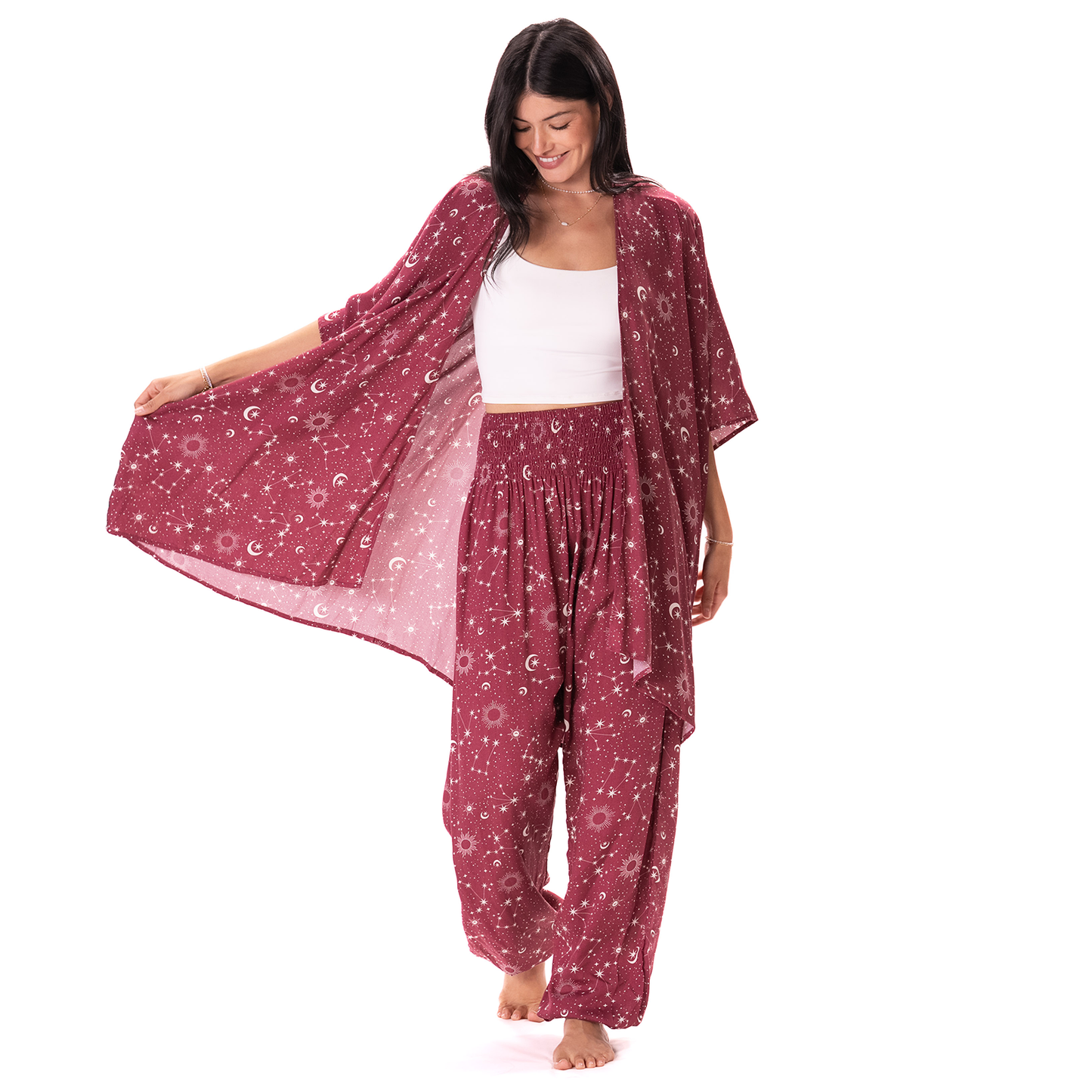Burgundy Starry Night Kimono