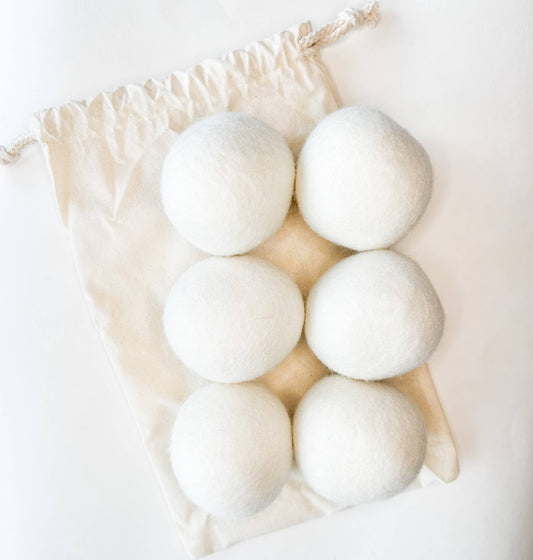 Natural Organic Handmade Wool Dryer Balls - Set of 6: 6 White