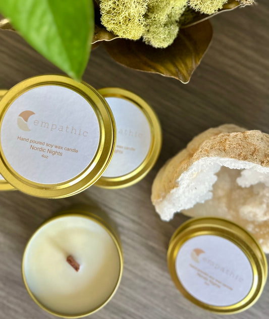 Empathic Private Label Wood Wick Handpoured Soy Wax Candle in Nordic Nights