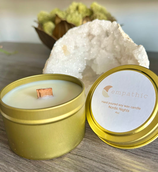Empathic Private Label Wood Wick Handpoured Soy Wax Candle in Nordic Nights