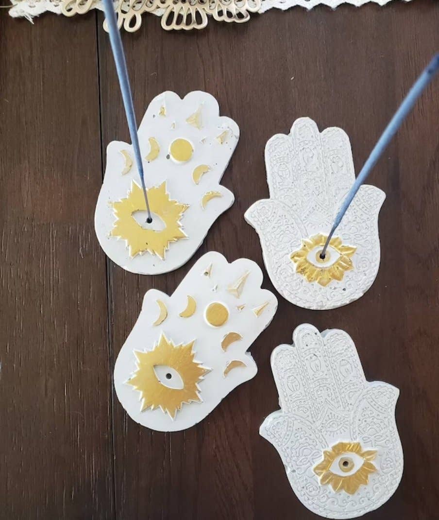 Hamsa Cement Incense Holder