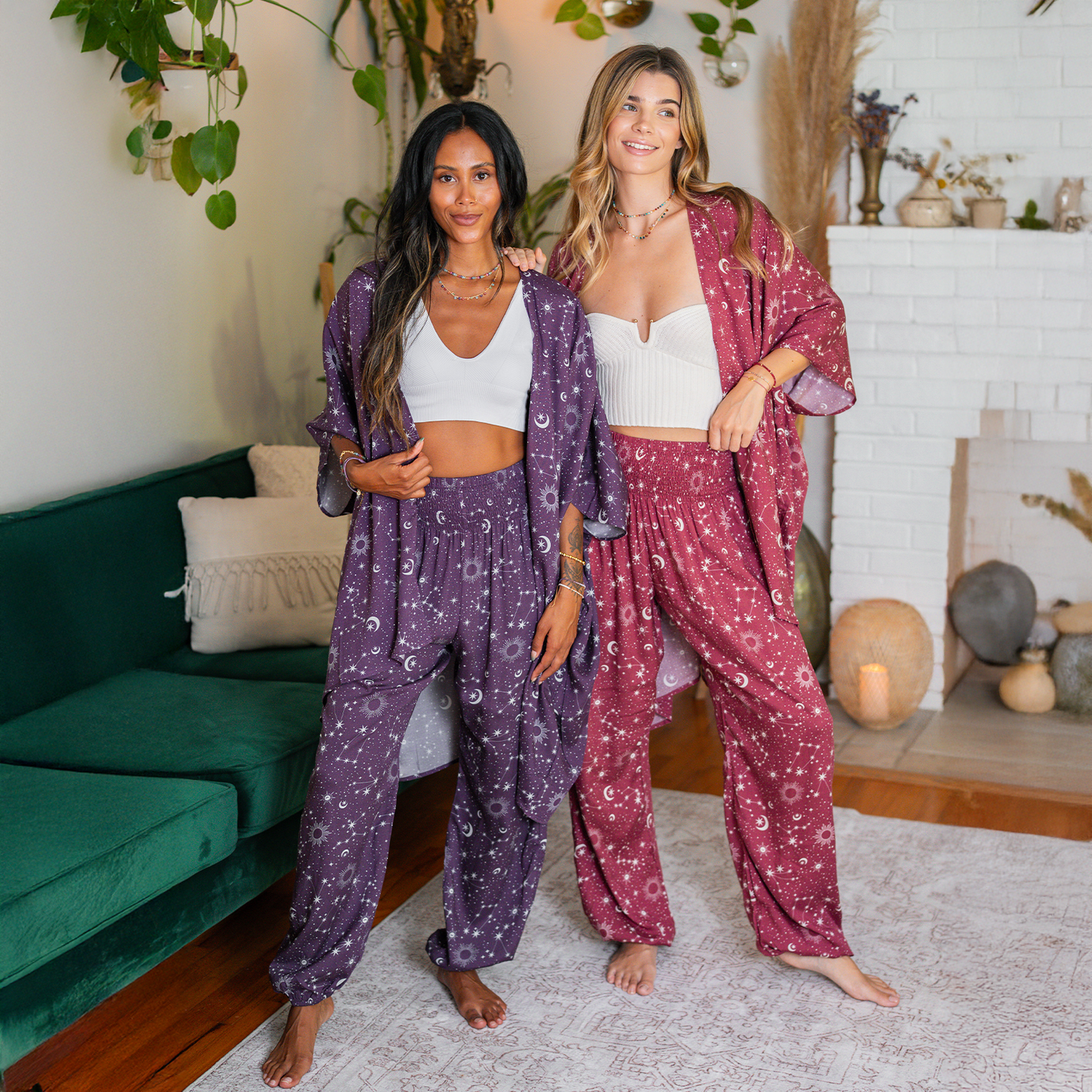 Burgundy Starry Night Kimono
