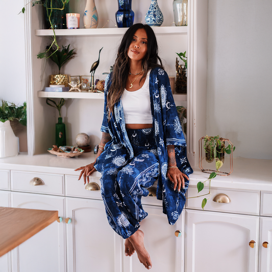 Nova Blue Lotus Moon Kimono