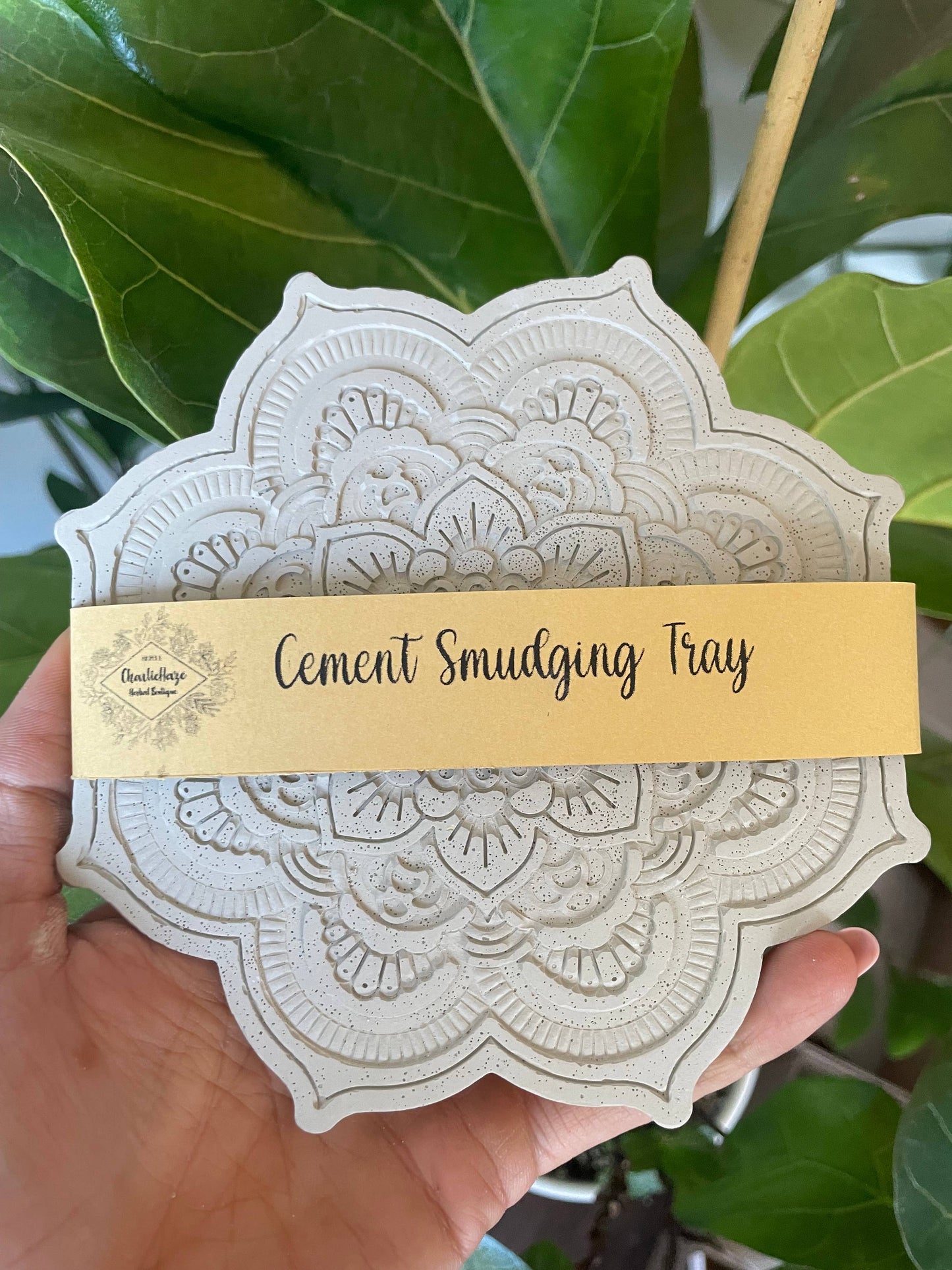 Mandala Cement Smudging Tray