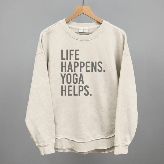 Life Happens Yoga Helps: White / S / Boxy Tee