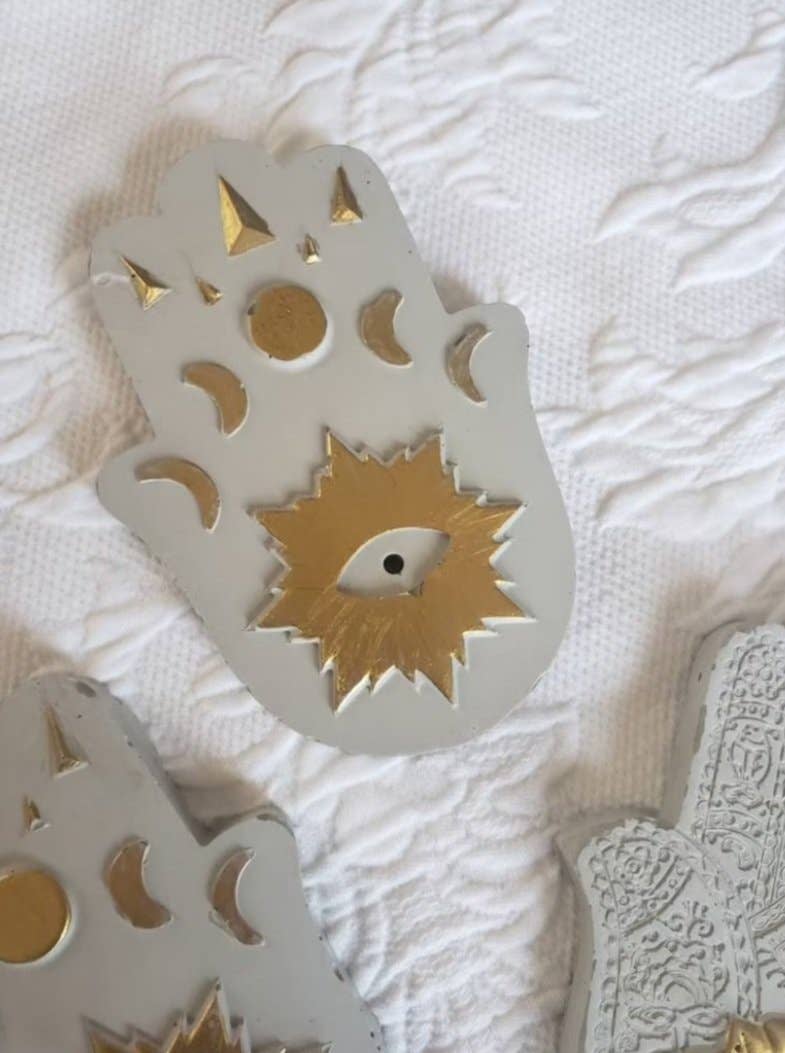 Hamsa Cement Incense Holder