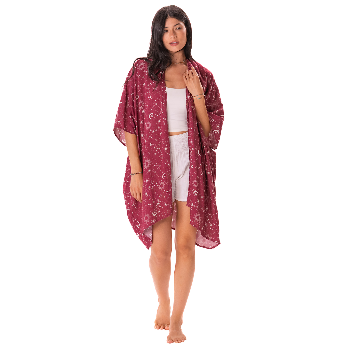 Burgundy Starry Night Kimono