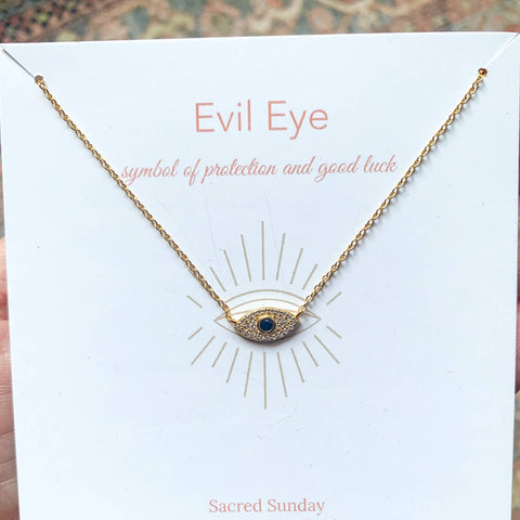 18K Gold Evil Eye Necklace with Zircon Stone